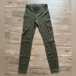 Lululemon athletica olive green leggings with side pockets size 4